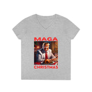 MAGA Christmas Red V-neck Women's tee