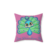 Stop Peacocking Me! Light Pink green - Spun Polyester Square Pillow