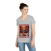 MAGA Holiday Deep Red V-neck Women's tee