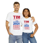 Tim Scott for President 2024   Faith & FamilyUnisex Heavy Cotton Tee