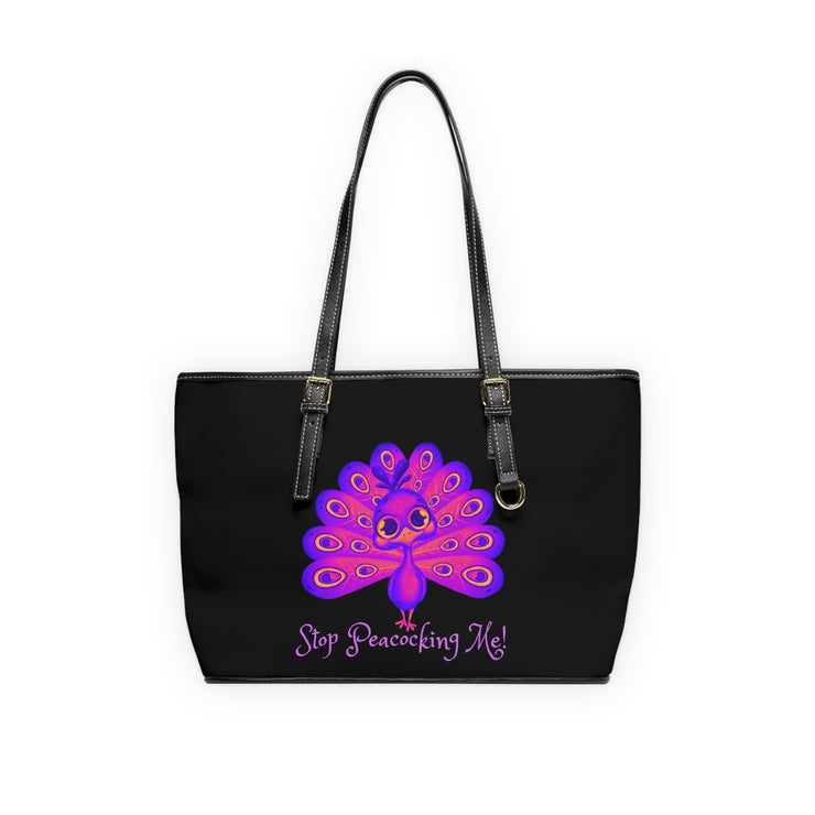 Stop Peacocking Me purple/black Leather Shoulder Bag