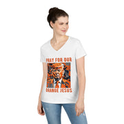 Pray for our Orange Jesus V-neck Women's tee