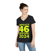 Impeach 46 before 2024 ladies' V-Neck T-Shirt