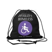 Disabled & Homeless donate and share Outdoor Drawstring Bag black