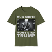 MUG SHOTS won't stop Trump Unisex Softstyle T-Shirt