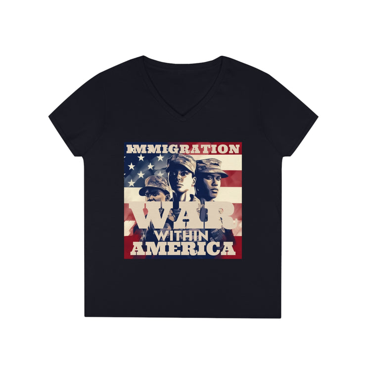 Immigration War within America V-Neck T-Shirt
