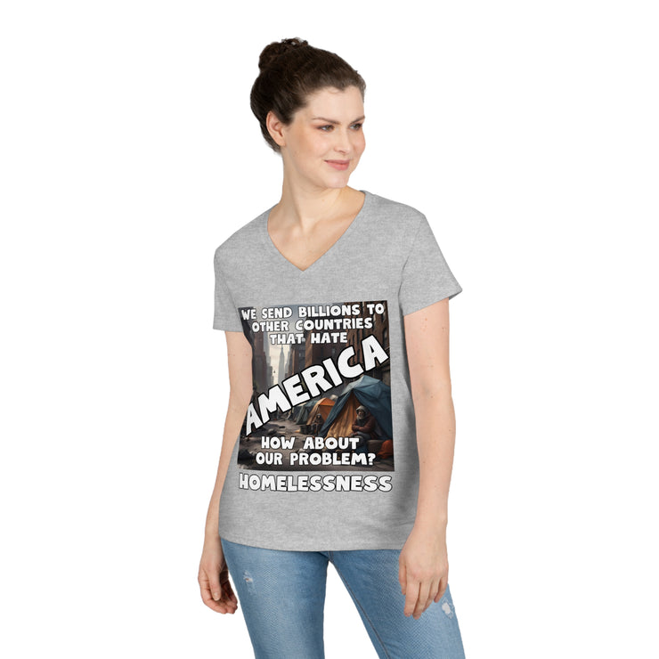 Our Problem Homelessness white V-Neck T-Shirt