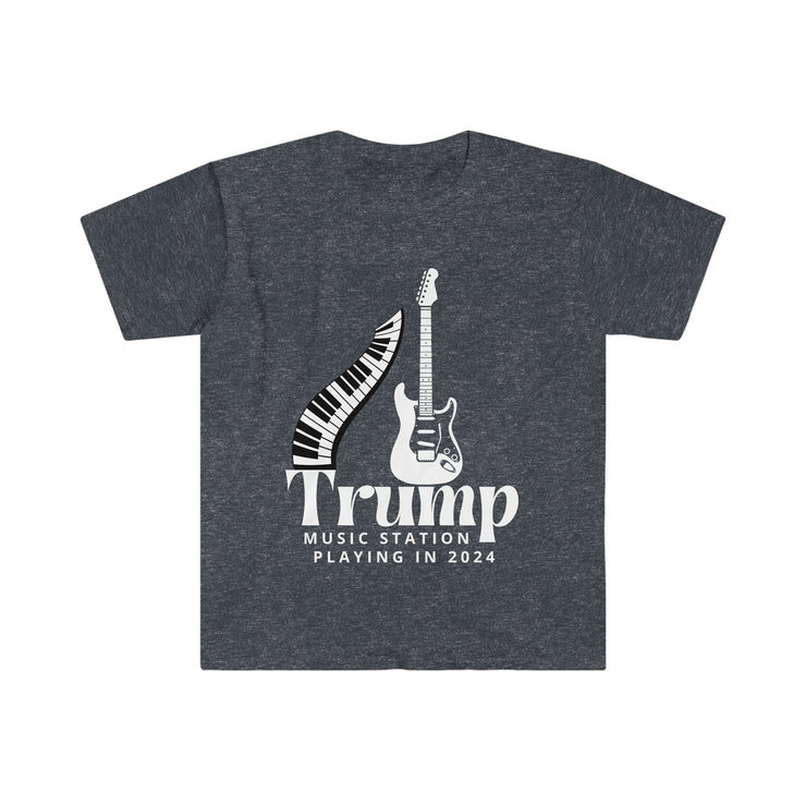 Trump Music Station Playing in 2024 Unisex Softstyle T-Shirt