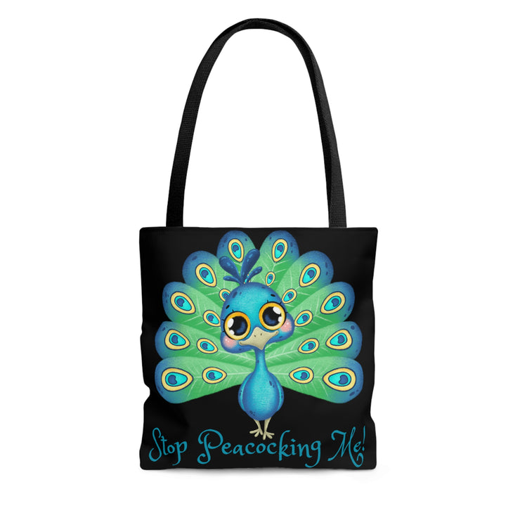 Stop Peacocking Me green black Tote Bag