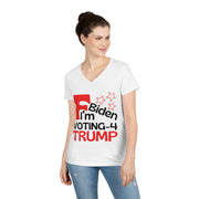 F Biden I'm voting for Trump ladies' V-Neck T-Shirt