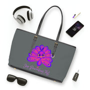 Stop Peacocking Me purple/grey Leather Shoulder Bag