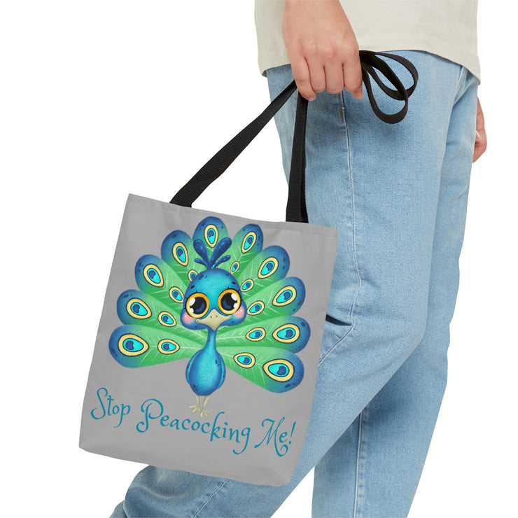 Stop Peacocking Me green silver Tote Bag