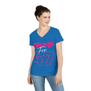 Copy of Trump for 47 hot pink ladies' V-Neck T-Shirt