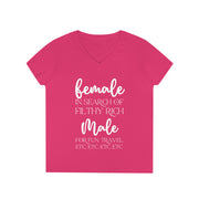 Female in search of filthy rich Male ladies' V-Neck T-Shirt