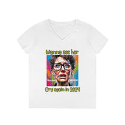 Wanna see her cry again in 2024 V-neck Women's tee