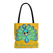 Stop Peacocking Me green yellow Tote Bag