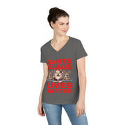 Santa Claus Lives Matter Christmas Red ladies' V-Neck T-Shirt