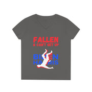 Fallen & Can't get up Biden ladies' V-Neck T-Shirt