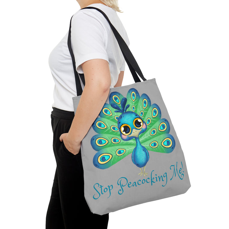 Stop Peacocking Me green silver Tote Bag