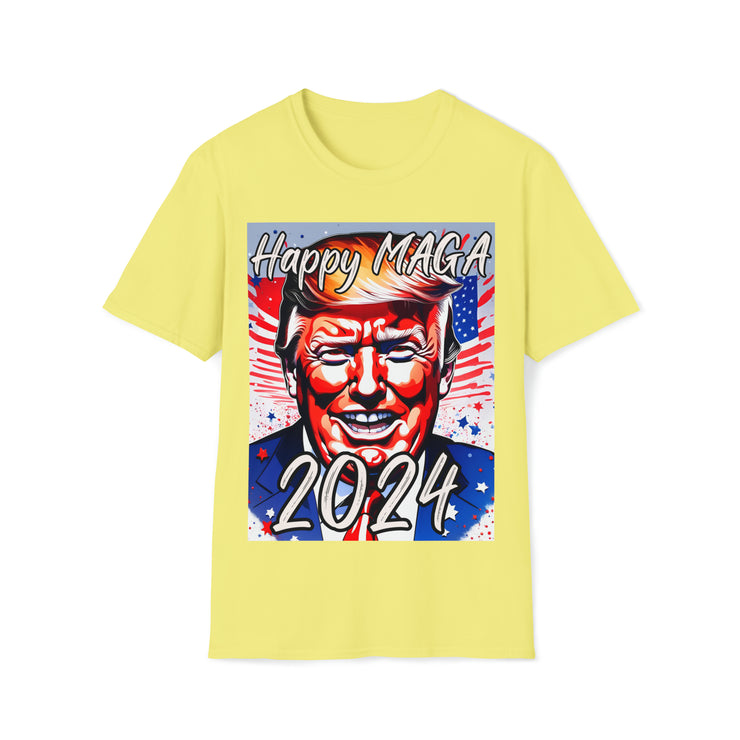 Happy MAGA 2024 Flag blue Soft style T-Shirt unisex