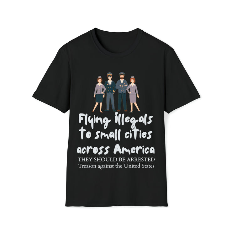 Flying illegals to small cities across America Soft style T-Shirt