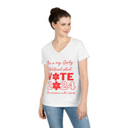 This is my girly political shirt vote 2024 for someone who cares Ladies' V-Neck T-Shirt