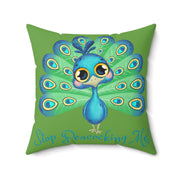 Stop Peacocking Me! Double green - Spun Polyester Square Pillow