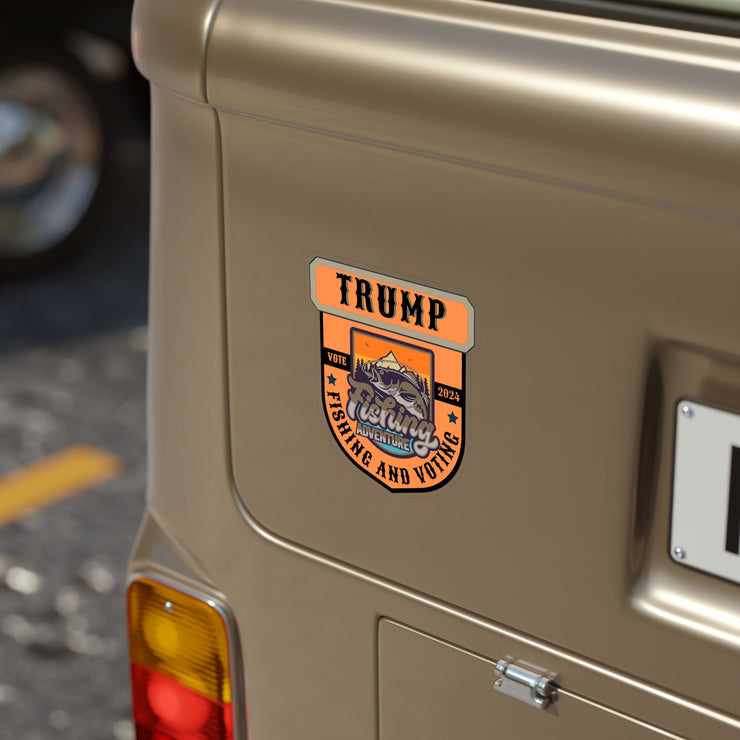 Trump Fishing and Voting 2024 Transparent Outdoor Stickers, Die-Cut, 1pcs