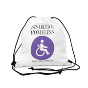 Disabled & Homeless donate and share Outdoor Drawstring Bag white