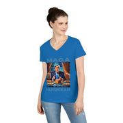 MAGA Hanukkah soft blue V-neck Women's tee