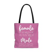 Female in search of filthy rich Male Tote Bag (AOP) pink
