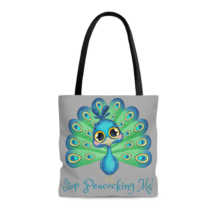 Stop Peacocking Me green silver Tote Bag