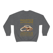 Injustice anywhere is a threat to justice everywhere MLK Heavy Blend™ Crewneck Sweatshirt