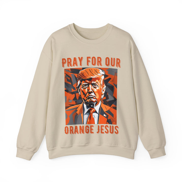 Pray for our Orange Jesus Blend™ Crewneck Sweatshirt Unisex