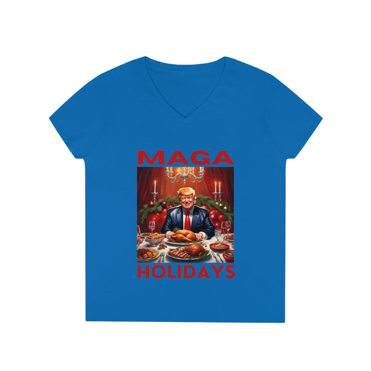 MAGA Holiday Deep Red V-neck Women&