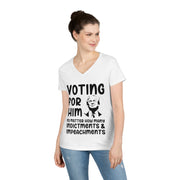Voting for him no matter how many indictments and impeachments ladies' V-Neck T-Shirt