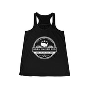 100% Prime America Born Raised Fed in the USA Women's Flowy Racerback Tank