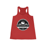 100% Prime America Born Raised Fed in the USA Women's Flowy Racerback Tank