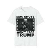 MUG SHOTS won't stop Trump Unisex Softstyle T-Shirt