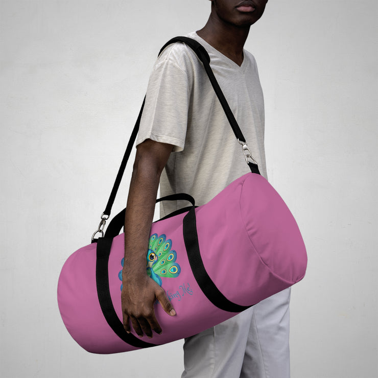 Stop peacocking me light pink duffel bag