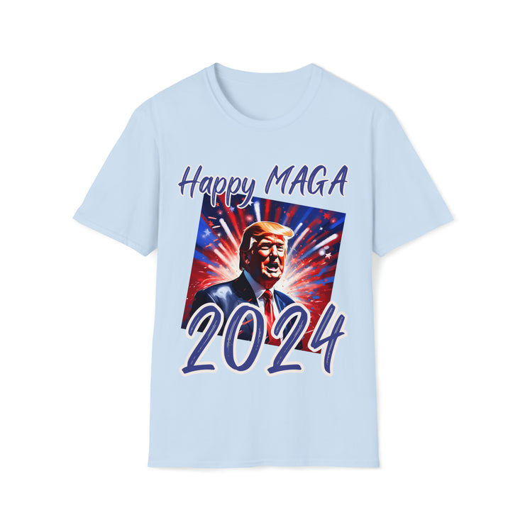 Happy MAGA 2024 blue Soft style T-Shirt unisex