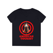 American Tourist Female African-American worth one billion dollars ladies' V-Neck T-Shirt