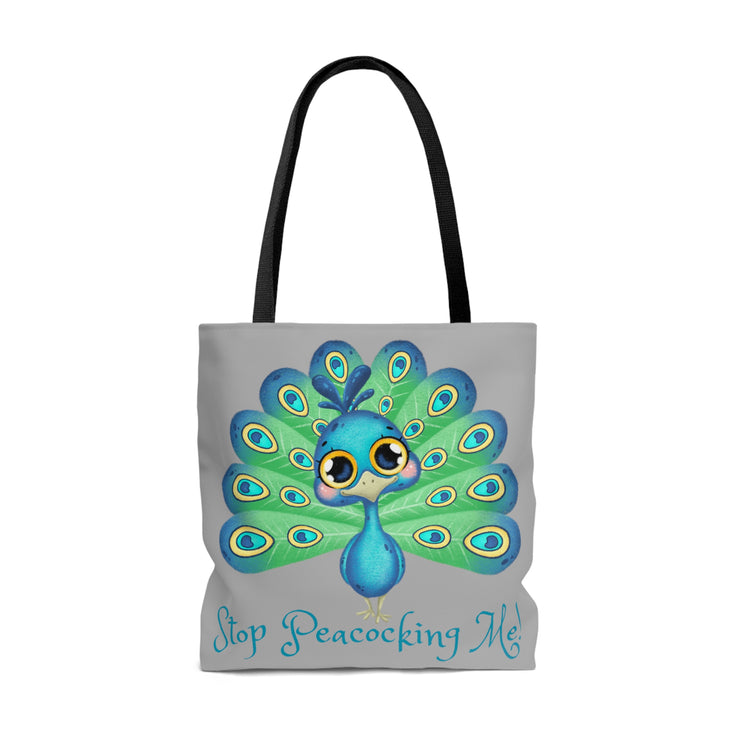 Stop Peacocking Me green silver Tote Bag