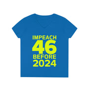 Impeach 46 before 2024 ladies' V-Neck T-Shirt