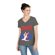 Fallen & Can't get up Biden ladies' V-Neck T-Shirt