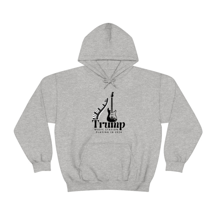 Trump Music Station Playing in 2024 Blend™ Hooded Sweatshirt