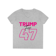 Copy of Trump for 47 hot pink ladies' V-Neck T-Shirt