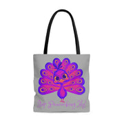 Stop Peacocking Me purple silver Tote Bag