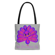 Stop Peacocking Me purple silver Tote Bag