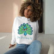 Stop Peacocking Me! aqua crop Hoodie